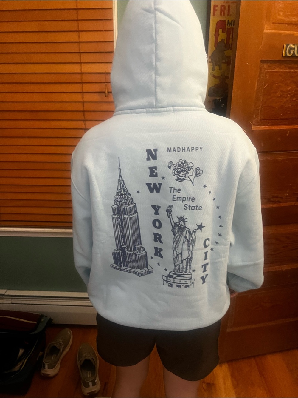 Madhappy Light Blue New York City Graphic Hoodie